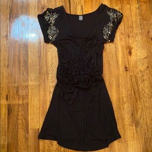 NVR WORN Free People Black Dress beaded shoulders